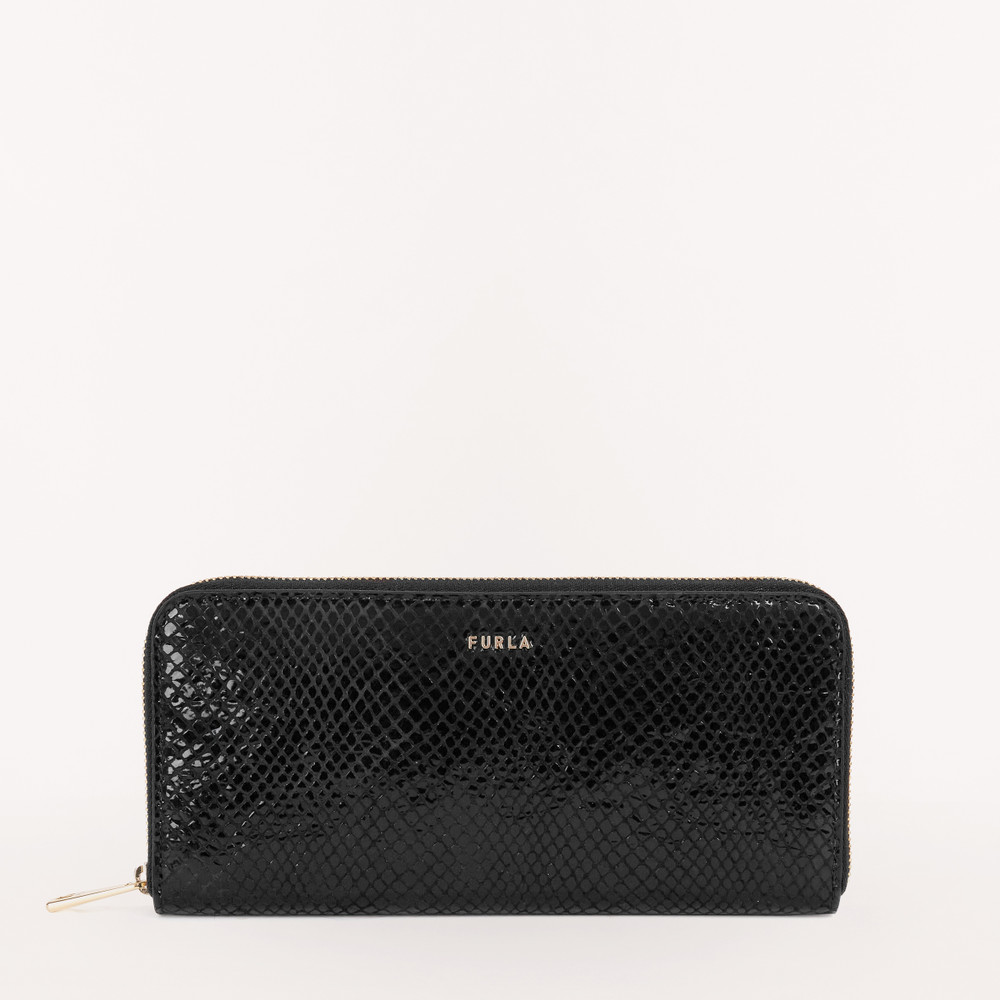 Women's Furla Babylon Xl Zip Around Wallets Black | 06748NXCZ