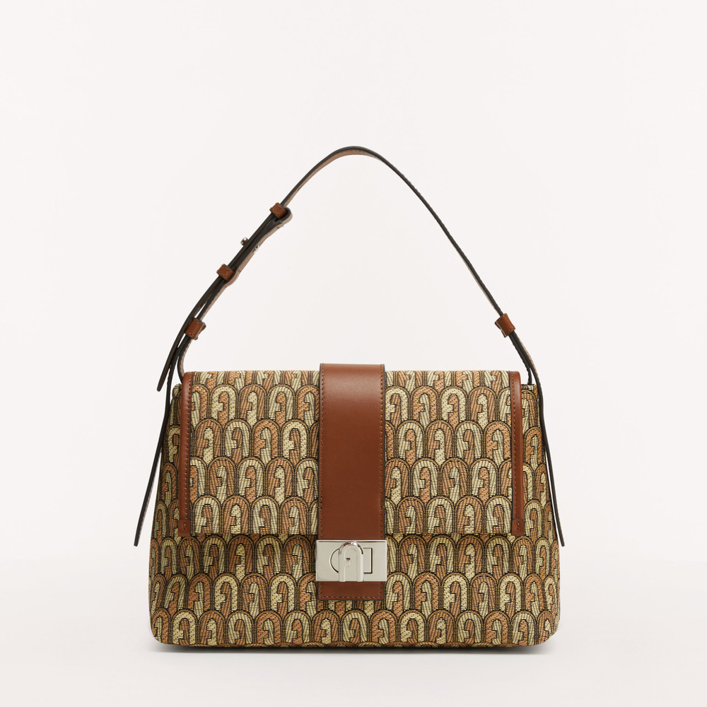 Women's Furla Charlotte M Shoulder Bags Brown | 40735DOXC