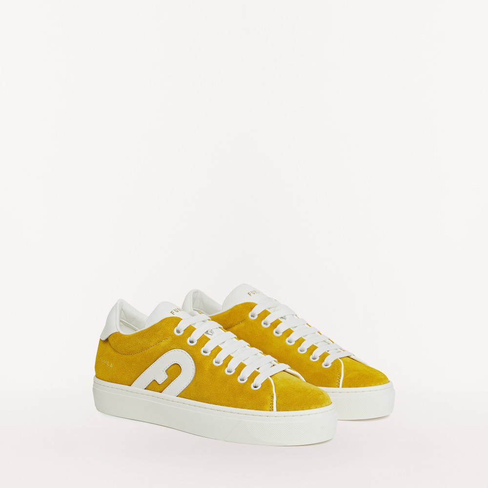 Women's Furla Joy Sneakers Yellow | 58401FVHR