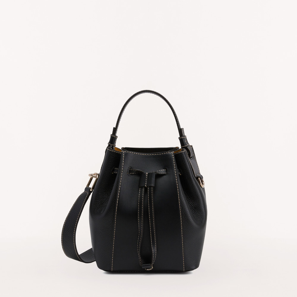 Women's Furla Miastella Bucket Bags Black | 54612HXKI