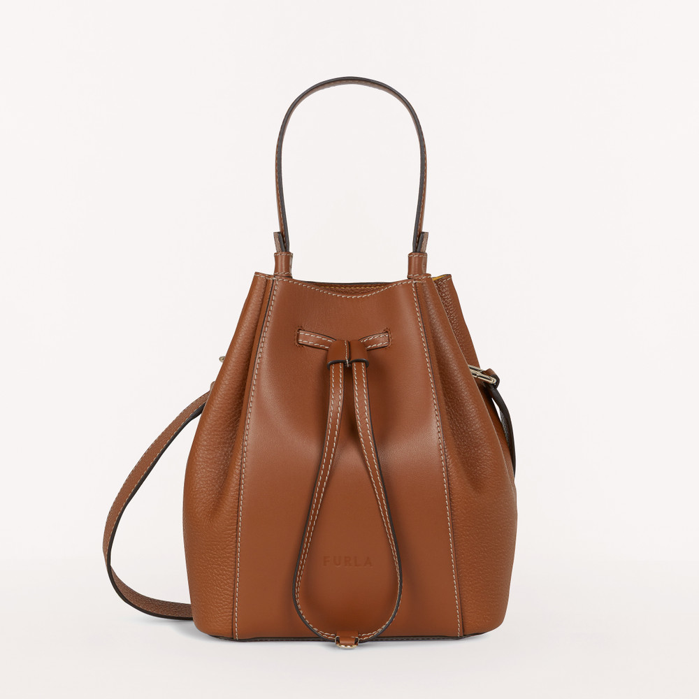 Women's Furla Miastella S Bucket Bags Brown | 97510HFSN