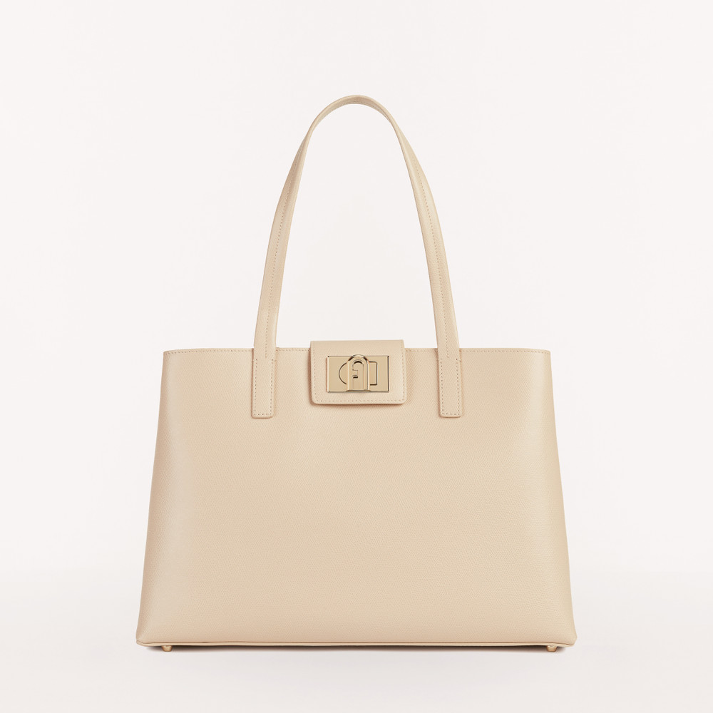 Women\'s Furla 1927 L Tote Bags Beige | 35146LMJN