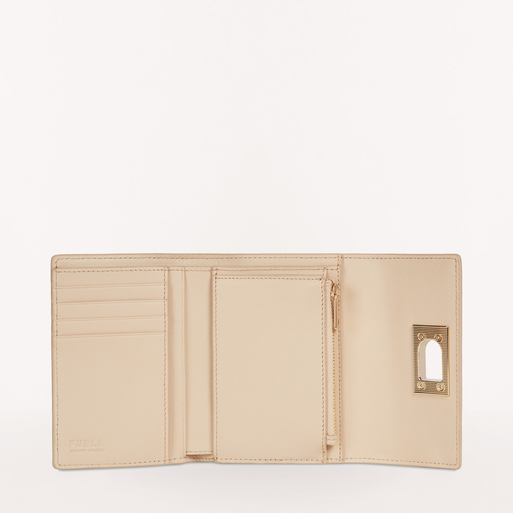 Women's Furla 1927 M Trifold Wallets Beige | 52671URDP