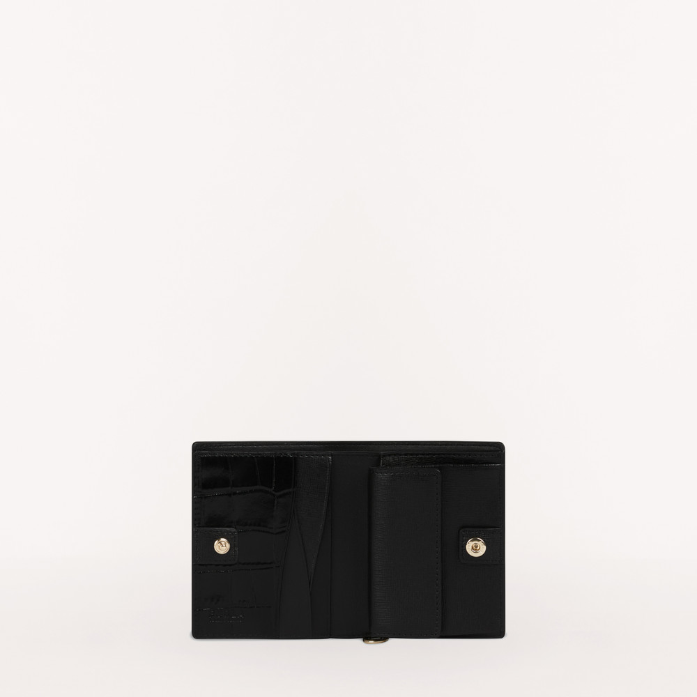 Women's Furla Armonia Trifold Wallets Black | 37415OFNB