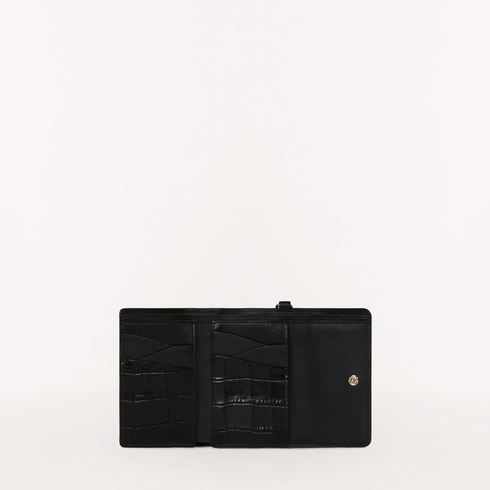 Women's Furla Armonia Trifold Wallets Black | 73208TDOX