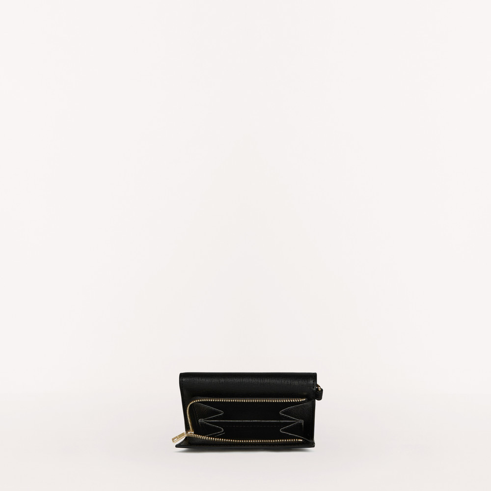 Women's Furla Armonia Trifold Wallets Black | 73208TDOX