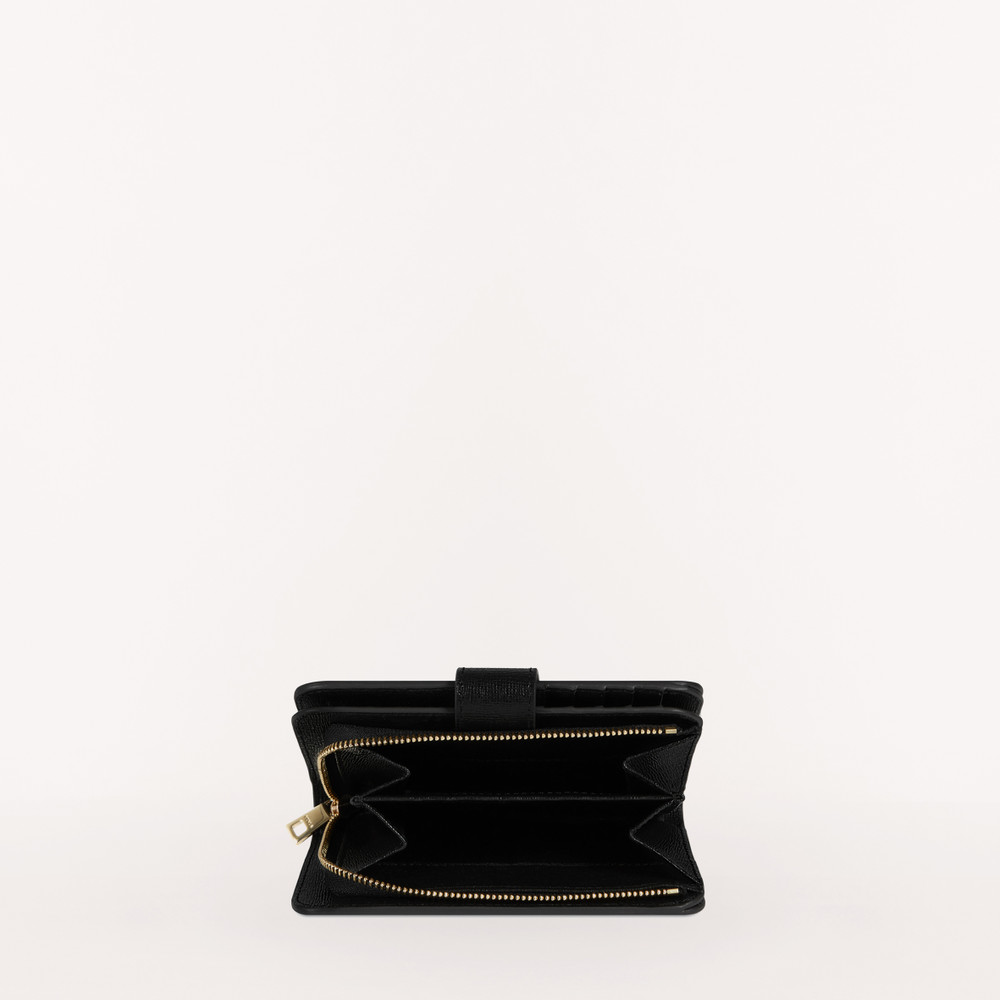 Women's Furla Babylon M Zip Around Wallets Black | 29487DSWJ