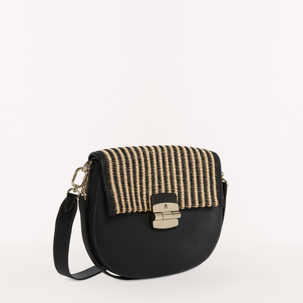 Women's Furla Club 2 S Crossbody Bags Black Gold | 62540YASW