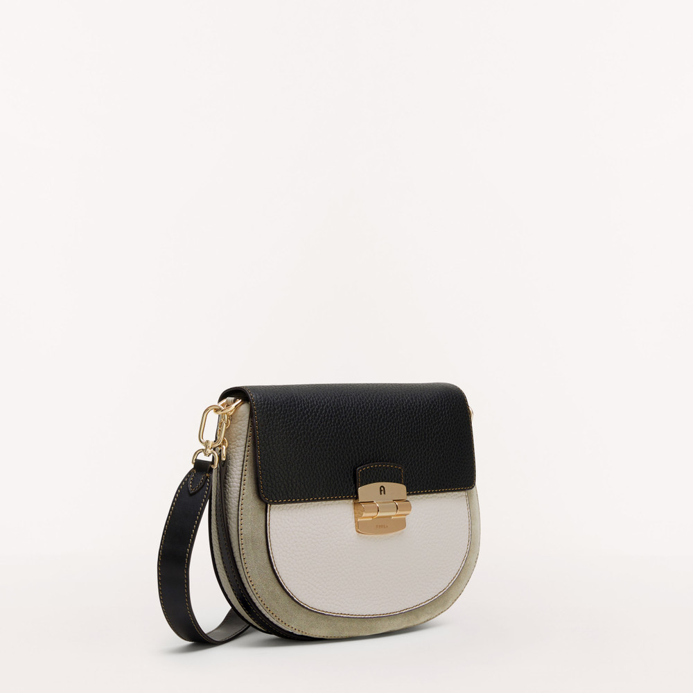 Women's Furla Club 2 S Crossbody Bags Black White | 86017YCMH