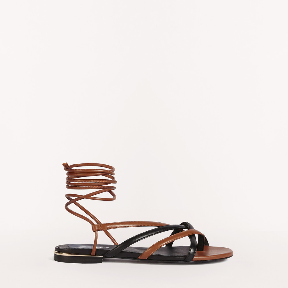 Women's Furla Code Sandals Brown | 07492LUHZ