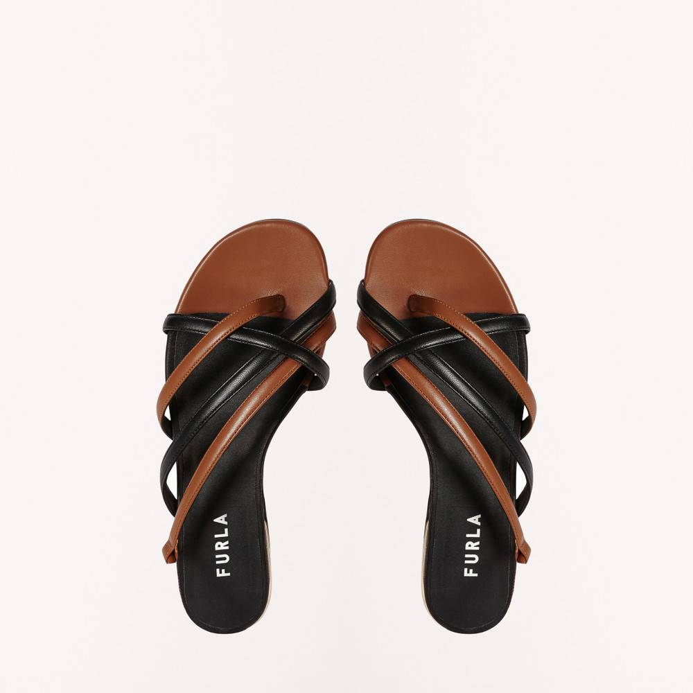 Women's Furla Code Sandals Brown | 07492LUHZ