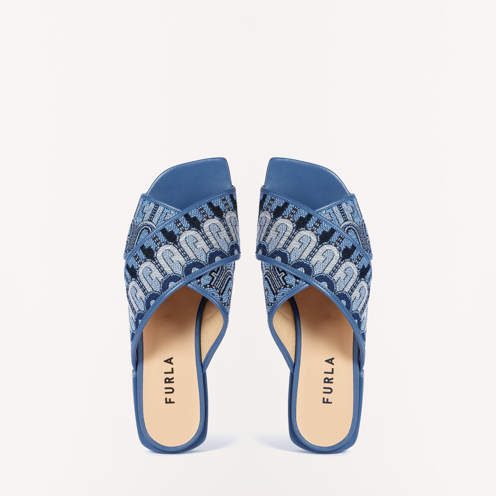 Women's Furla Cross Sandals Blue | 50921TPMQ