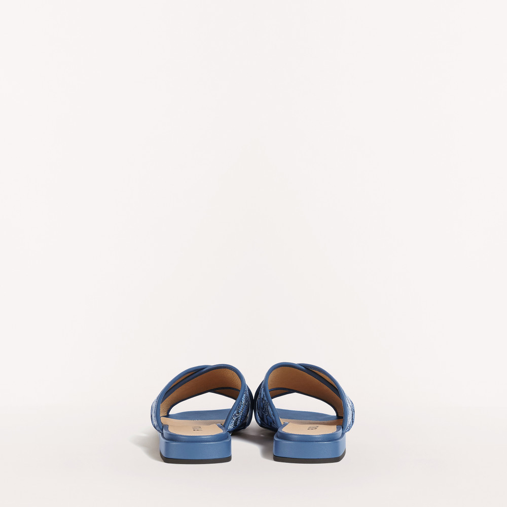 Women's Furla Cross Sandals Blue | 50921TPMQ