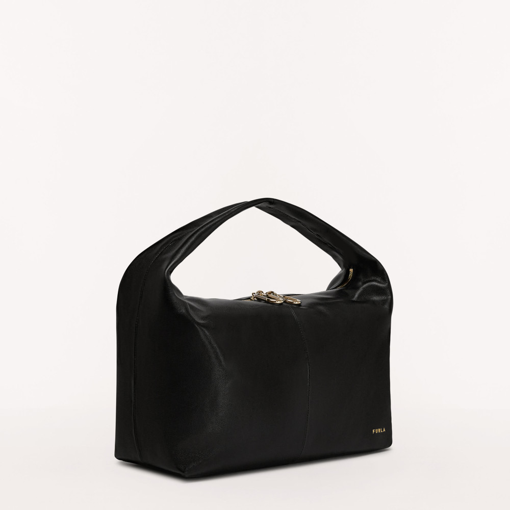 Women's Furla Ginger L Hobo Bags Black | 37892OYXC