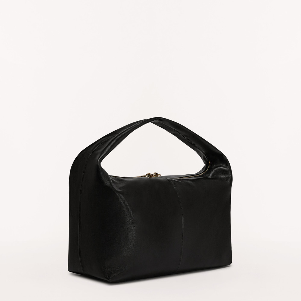 Women's Furla Ginger L Hobo Bags Black | 37892OYXC