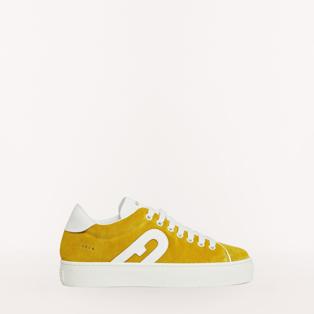 Women's Furla Joy Sneakers Yellow | 58401FVHR