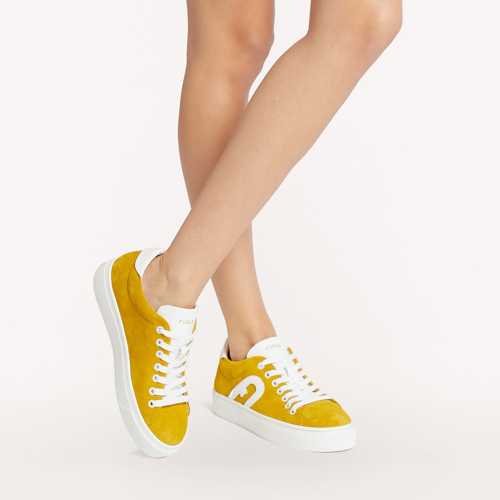 Women's Furla Joy Sneakers Yellow | 58401FVHR