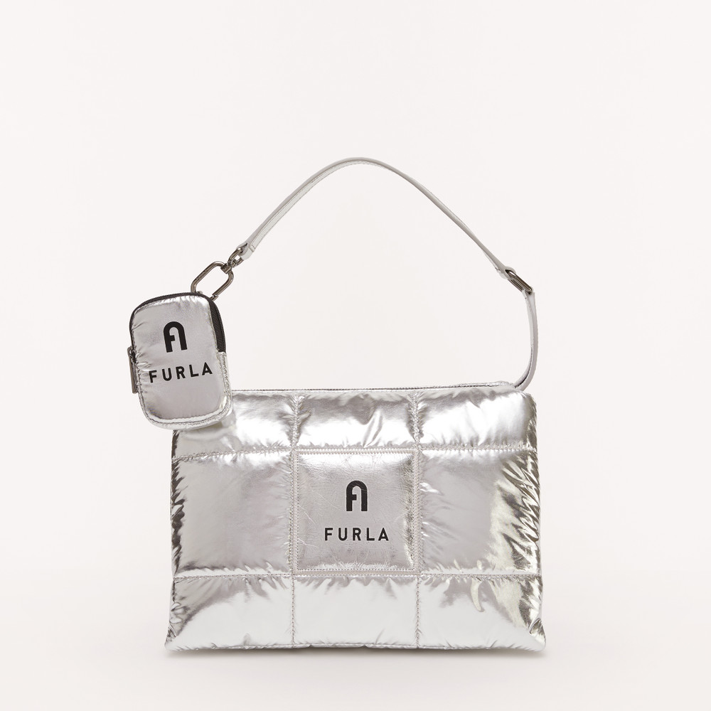 Women\'s Furla Piuma M Shoulder Bags Silver | 65041XDNT