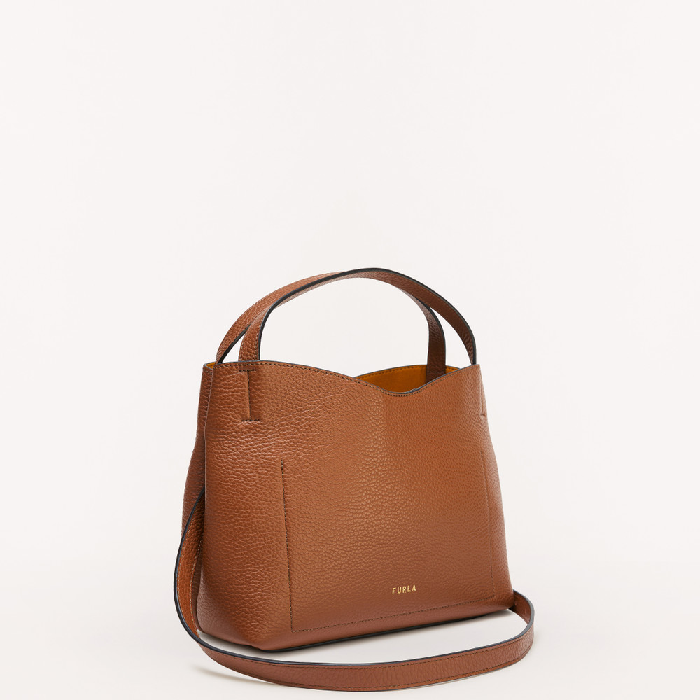 Women's Furla Primula S Hobo Bags Brown | 84256QLYG